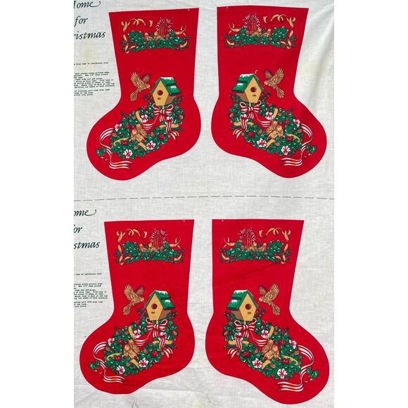 Home For Christmas Stocking Panel, Create Four Stockings, Country Fabric - Picture 6 of 6